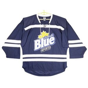 Warrior Labatt Blue Authentic‎ Hockey Jersey Mens Adult L Navy White Imported